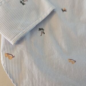 Palm Tree and Sunglasses Patterned Blue Shirt